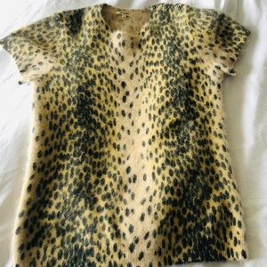 Leopard print cap sleeve sweater
